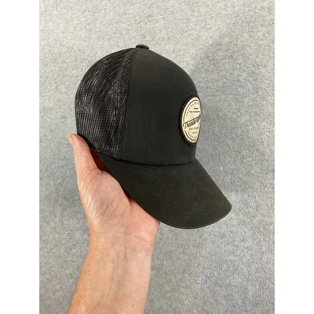 TravisMathew Mens Black Trucker Hat California Patch Snapback Mesh Golf Cap